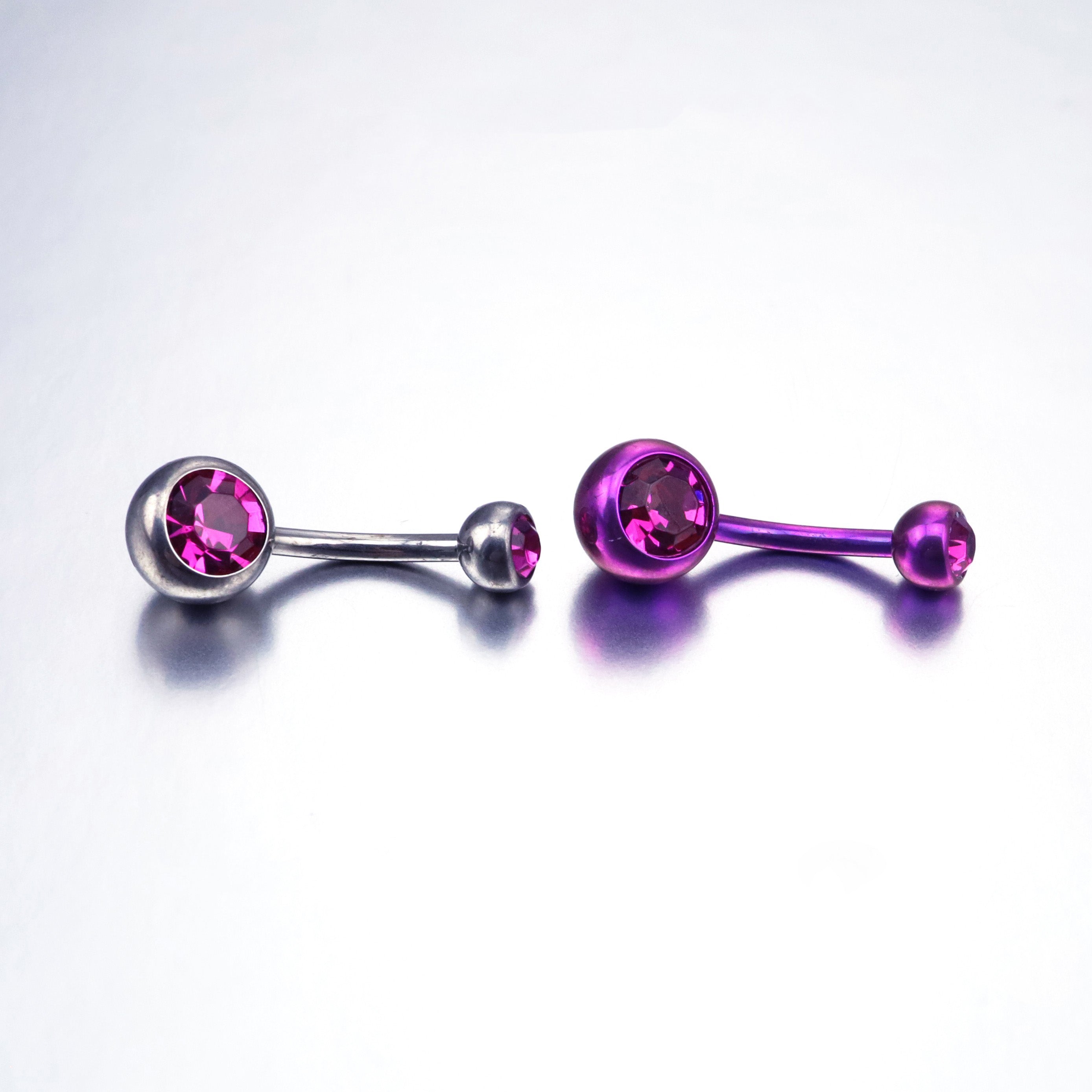CZ Crystal Titanium Belly Ring - CZ Crystal Titanium Belly Ring - Bright Pink / 6 mm by CRUXJEWELRY