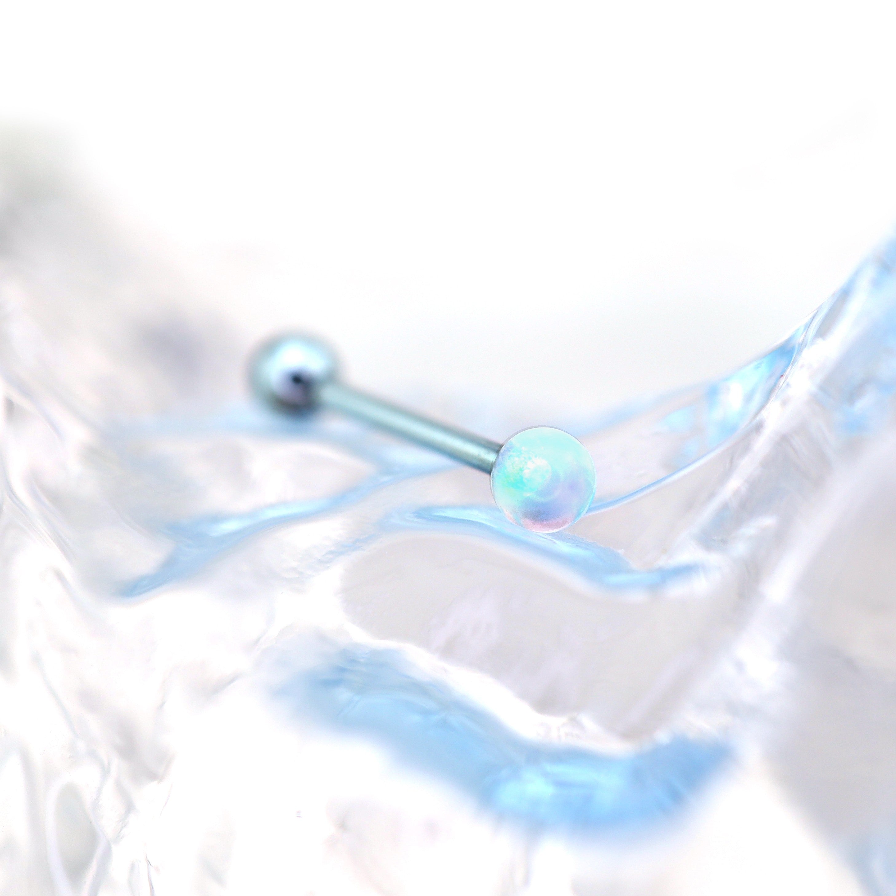 14G Opal Internally Threaded Titanium Barbell - 14G Opal Internally Threaded Titanium Barbell - Sky Blue / 4mm by CRUXJEWELRY