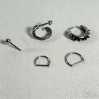 Heavy Metal Skeleton Ear Stack | Rock Hand, Tentacle & Spiked Skull Earrings Set