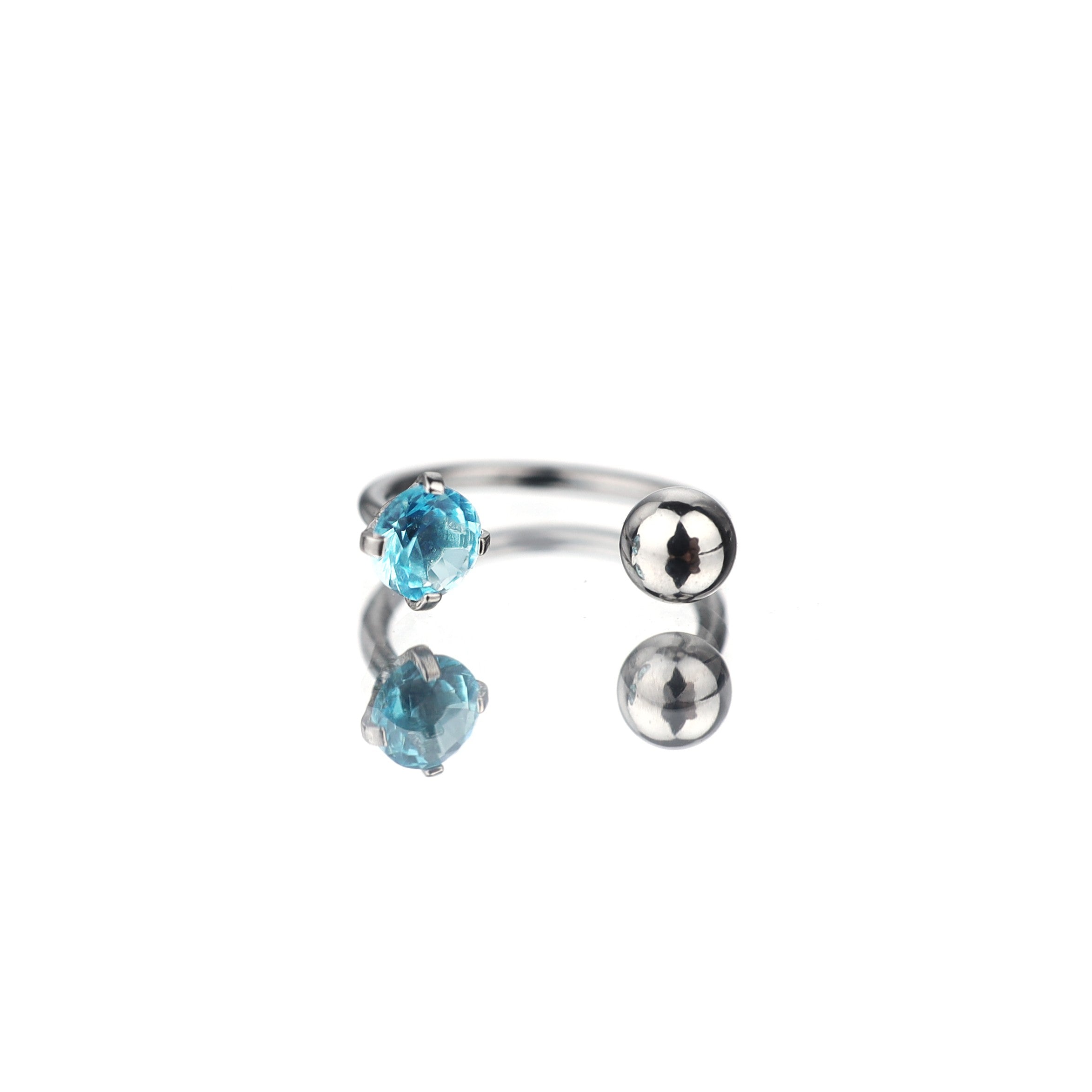 20G Thin Gauge CZ Horseshoe Ring - 20G Thin Gauge CZ Horseshoe Ring - Blue / 6mm by CRUXJEWELRY