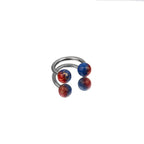 Colorful Acrylic Contrast Ball Horseshoe Ring - Colorful Acrylic Contrast Ball Horseshoe Ring - Blue-Red Gradient / 8 mm by CRUXJEWELRY