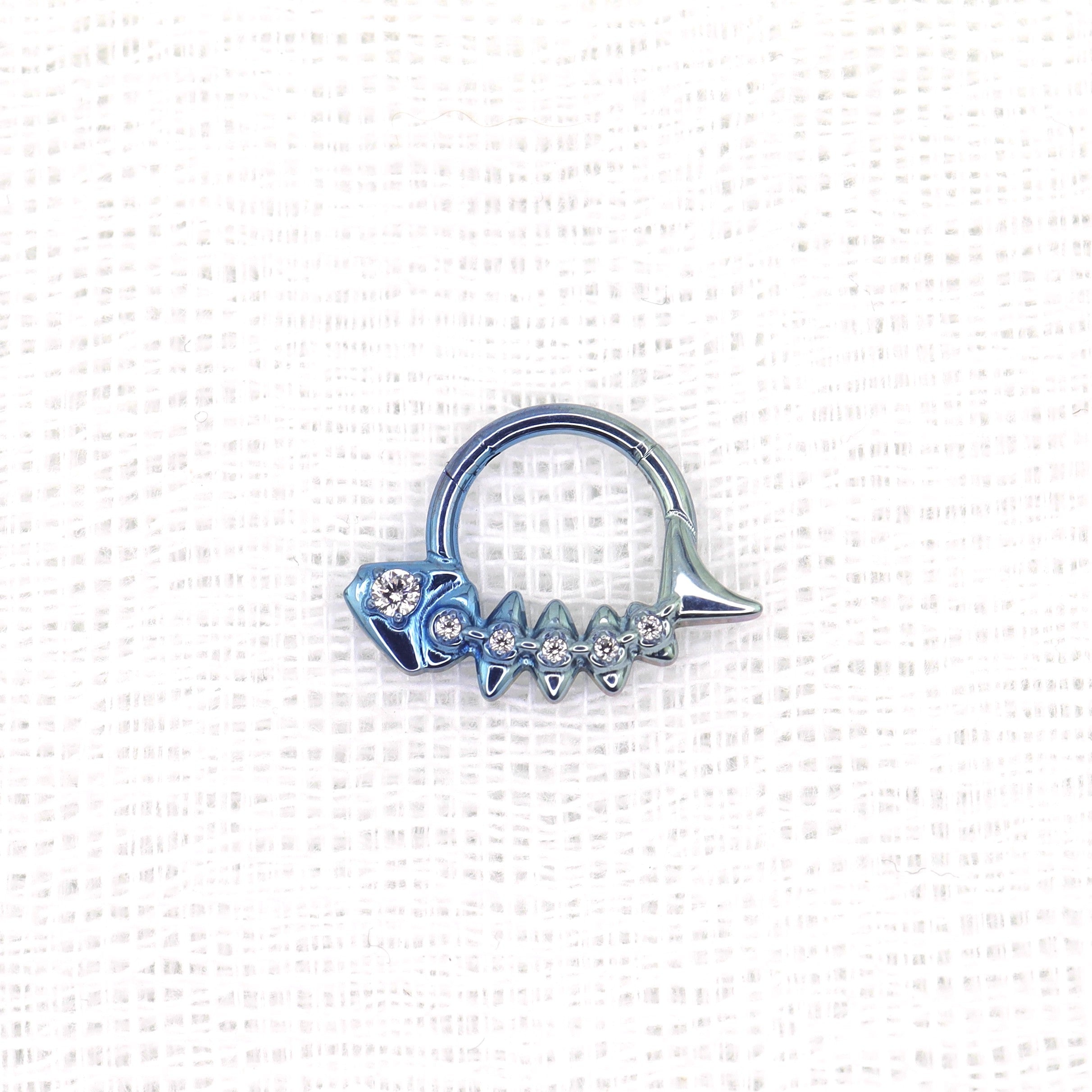 Fishbone CZ Titanium Segment Septum Hoop - Fishbone CZ Titanium Segment Septum Hoop - 8mm by CRUXJEWELRY