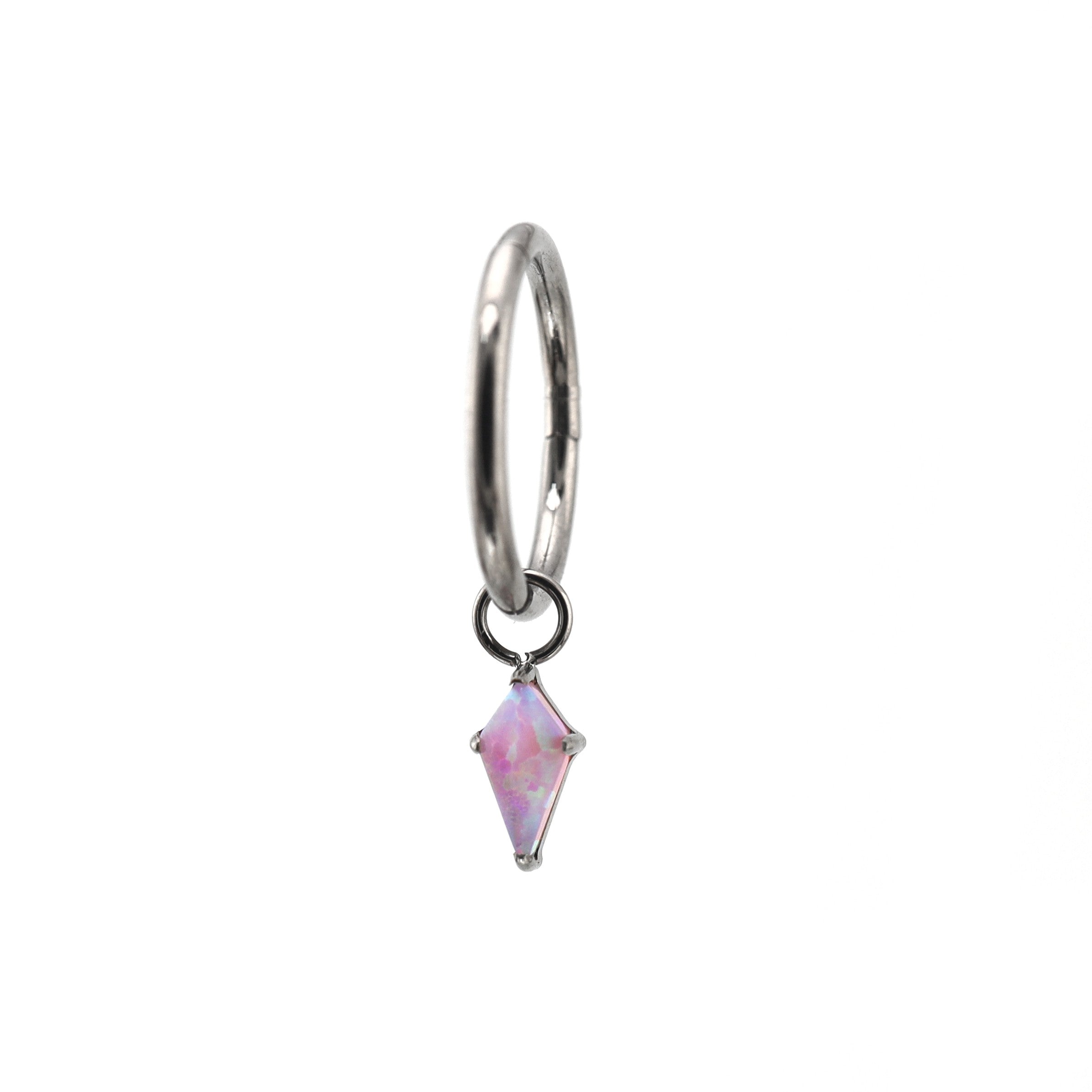 Opal Rhombic Pendant Titanium Segment Hoop - Opal Rhombic Pendant Titanium Segment Hoop - Light Pink / 6mm by CRUXJEWELRY