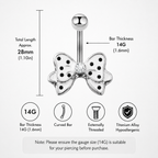 Butterfly Crystal Titanium Belly Ring