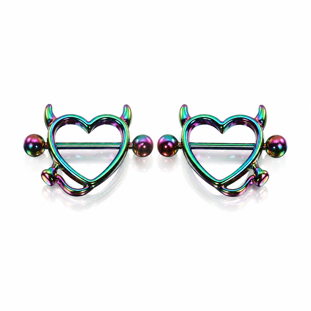 Heart Demon Horn Stainless Steel Nipple Rings