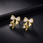 Pair Of Dainty Silver Bow Dangle Stud - Fairycore Cartilage & Helix Earring - Crux Jewelry product image 7