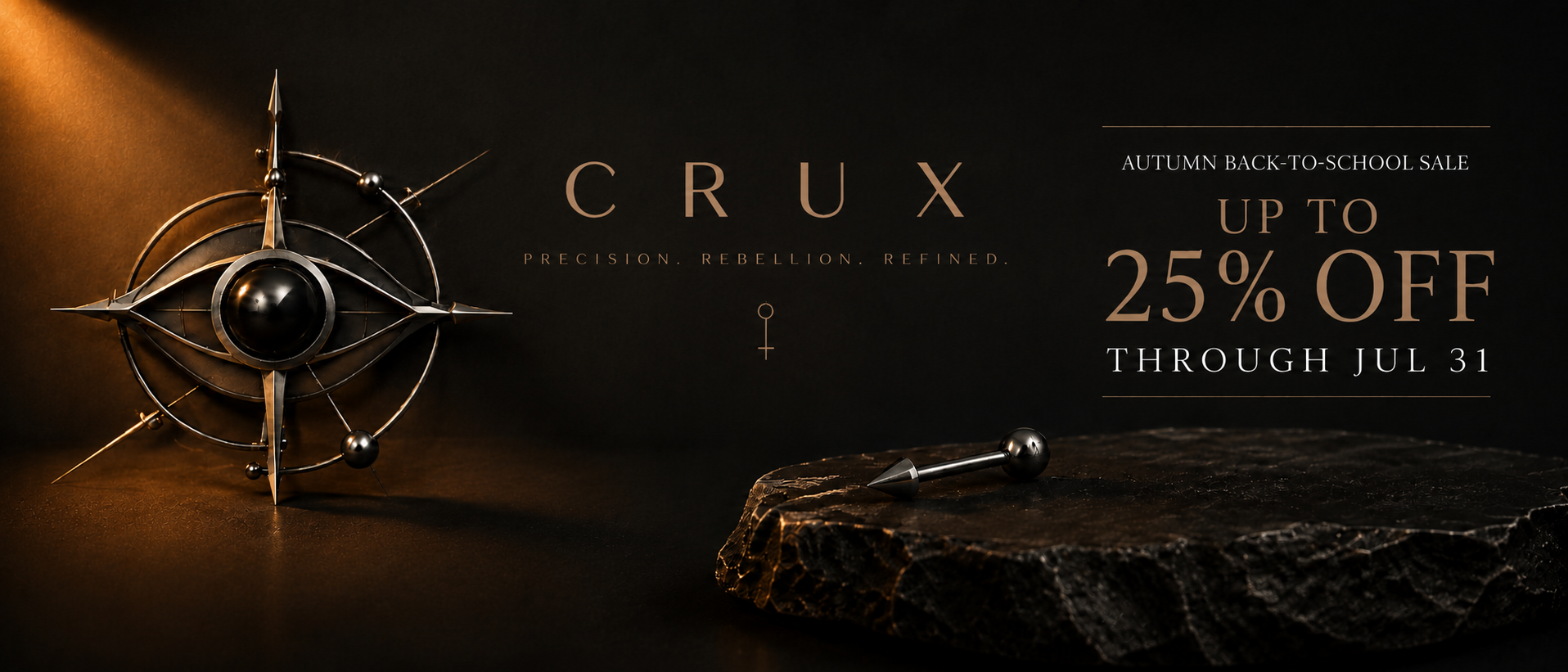CRUX Jewelry autumn back-to-school sale featuring gothic piercing jewelry, up to 25%