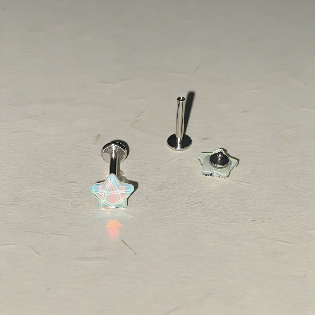 Cute Bubbly Star Titanium Labret Stud - Implant Grade Cartilage & Lip Piercing