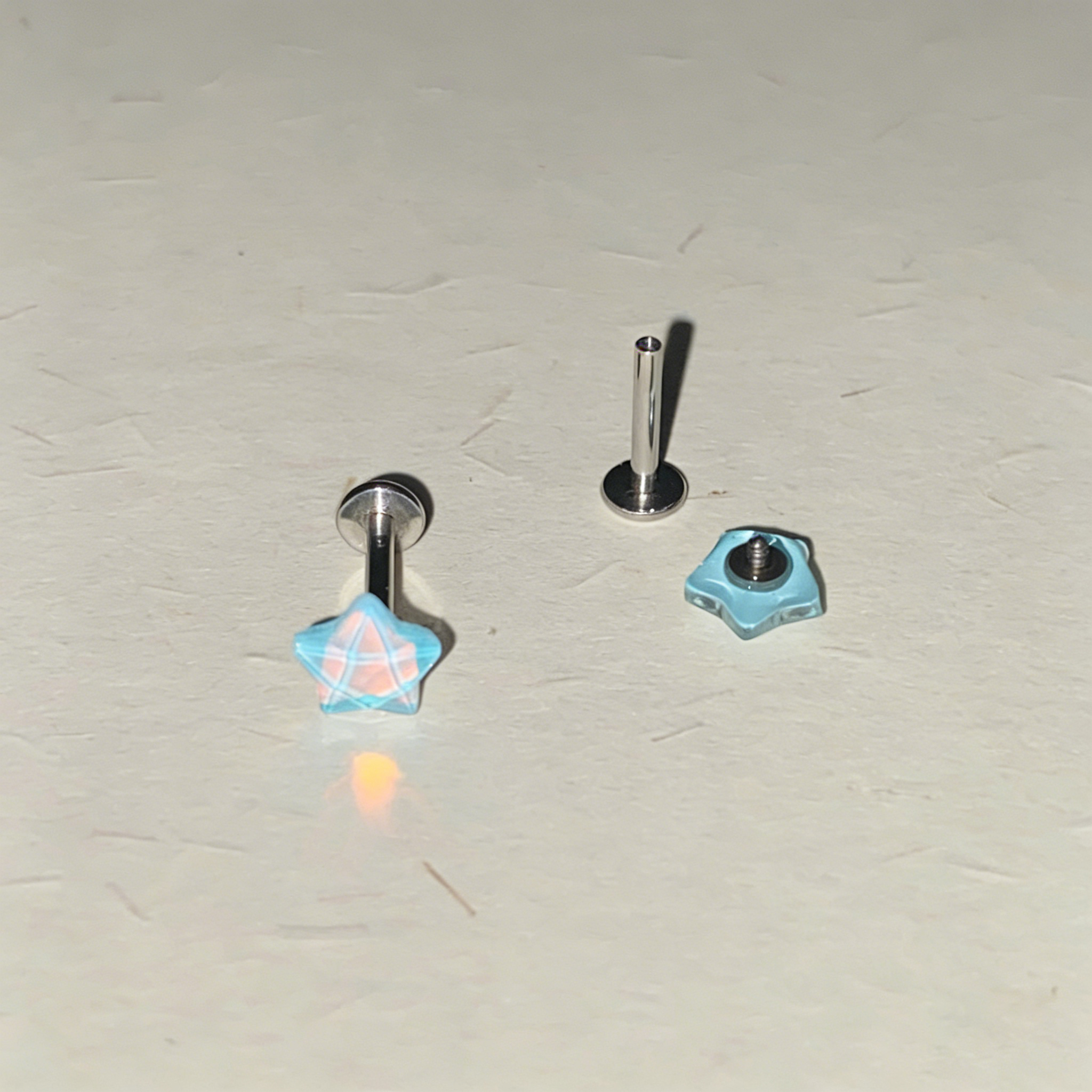 Cute Bubbly Star Titanium Labret Stud - Implant Grade Cartilage & Lip Piercing