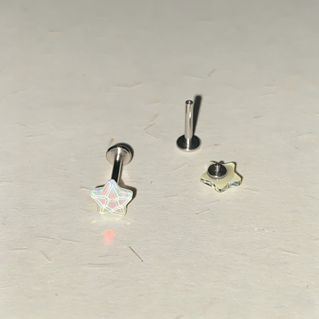 Cute Bubbly Star Titanium Labret Stud - Implant Grade Cartilage & Lip Piercing