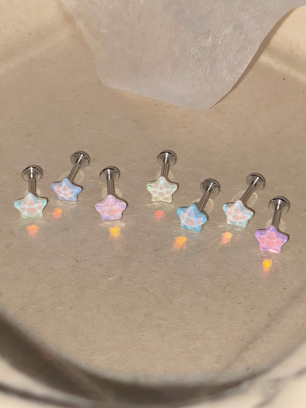 Cute Bubbly Star Titanium Labret Stud - Implant Grade Cartilage & Lip Piercing