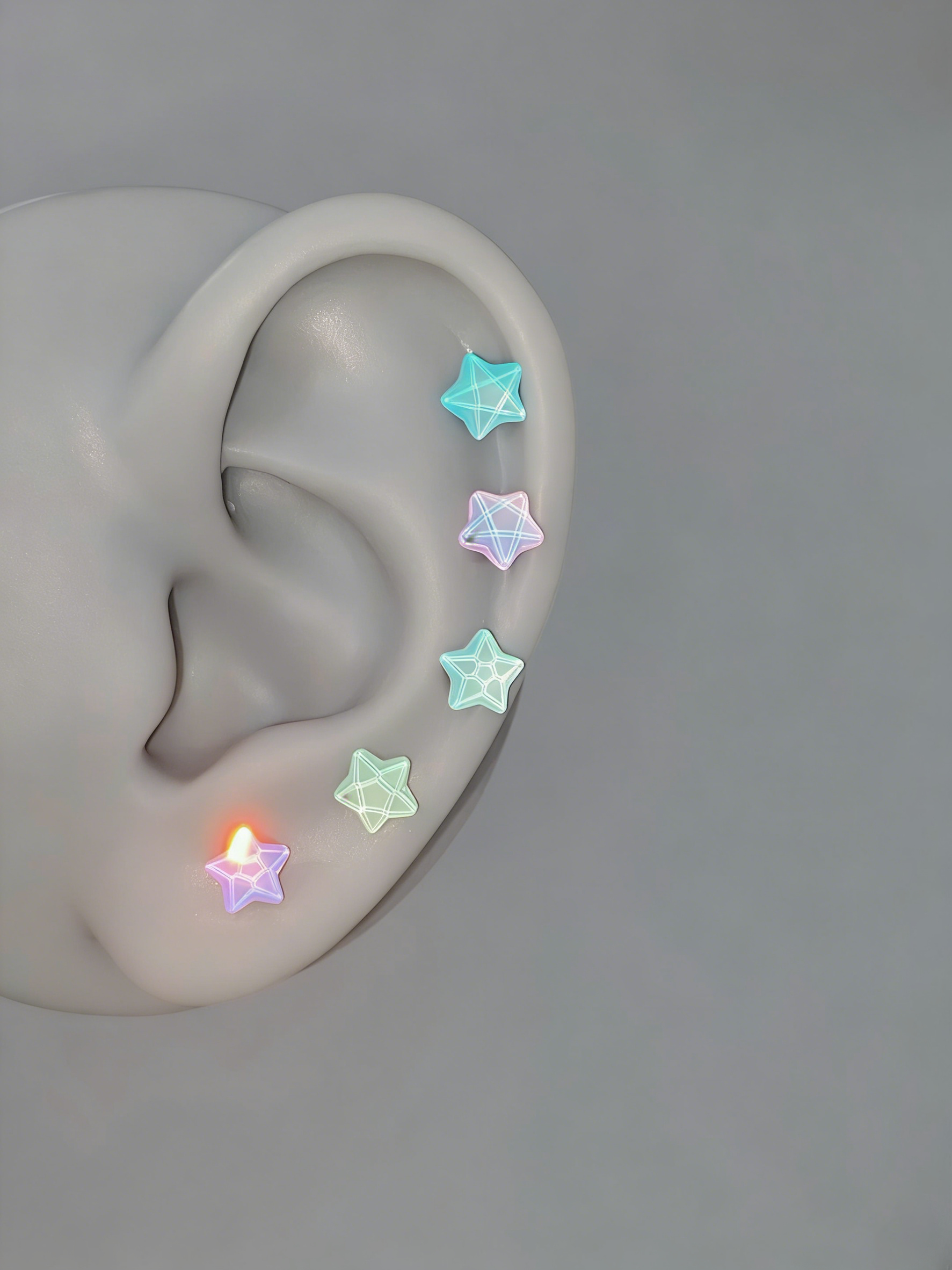 Cute Bubbly Star Titanium Labret Stud - Implant Grade Cartilage & Lip Piercing