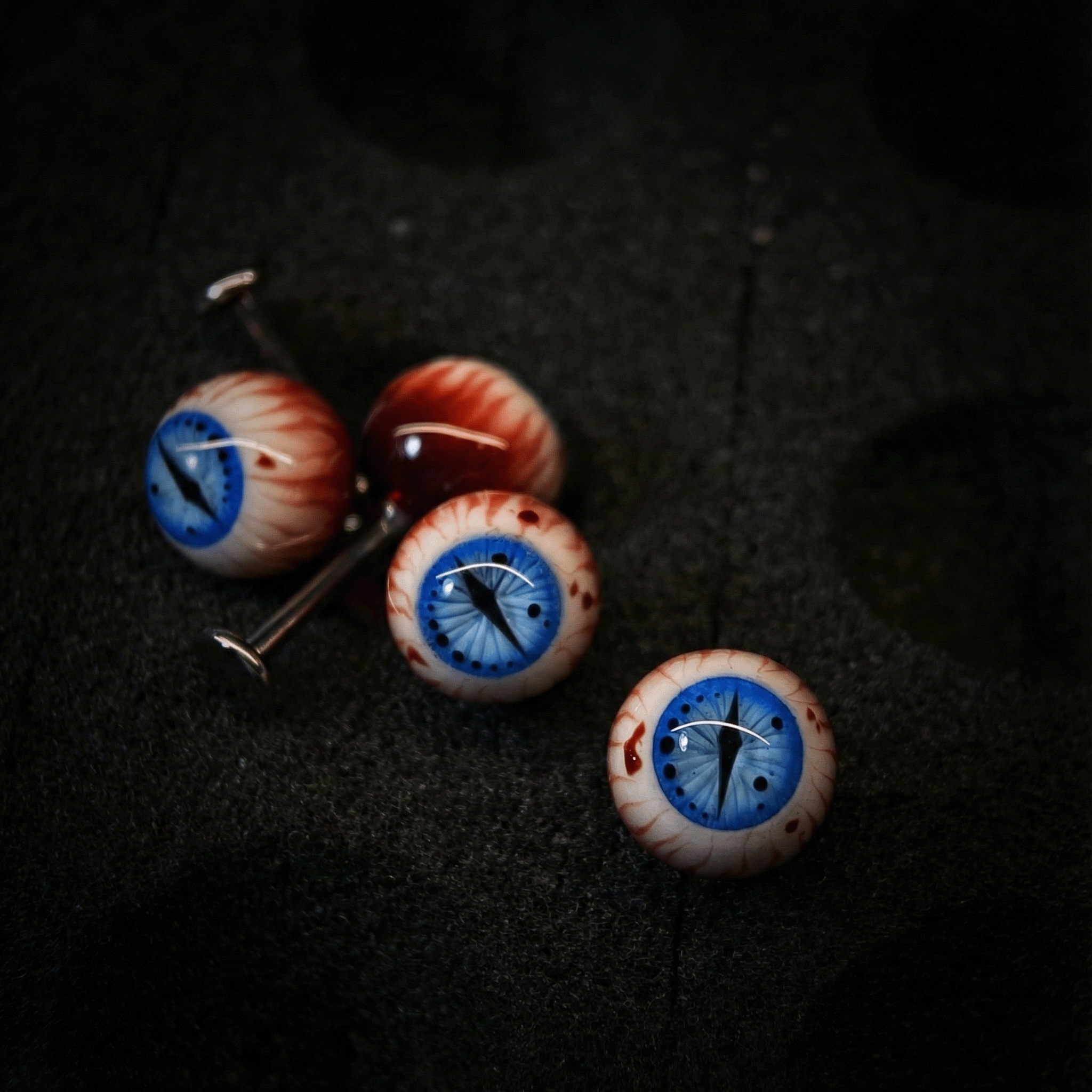 Cthulhu Eye - Midnight Feline Iris Eyeball | Ear/Tongue/Lip Titanium Studs