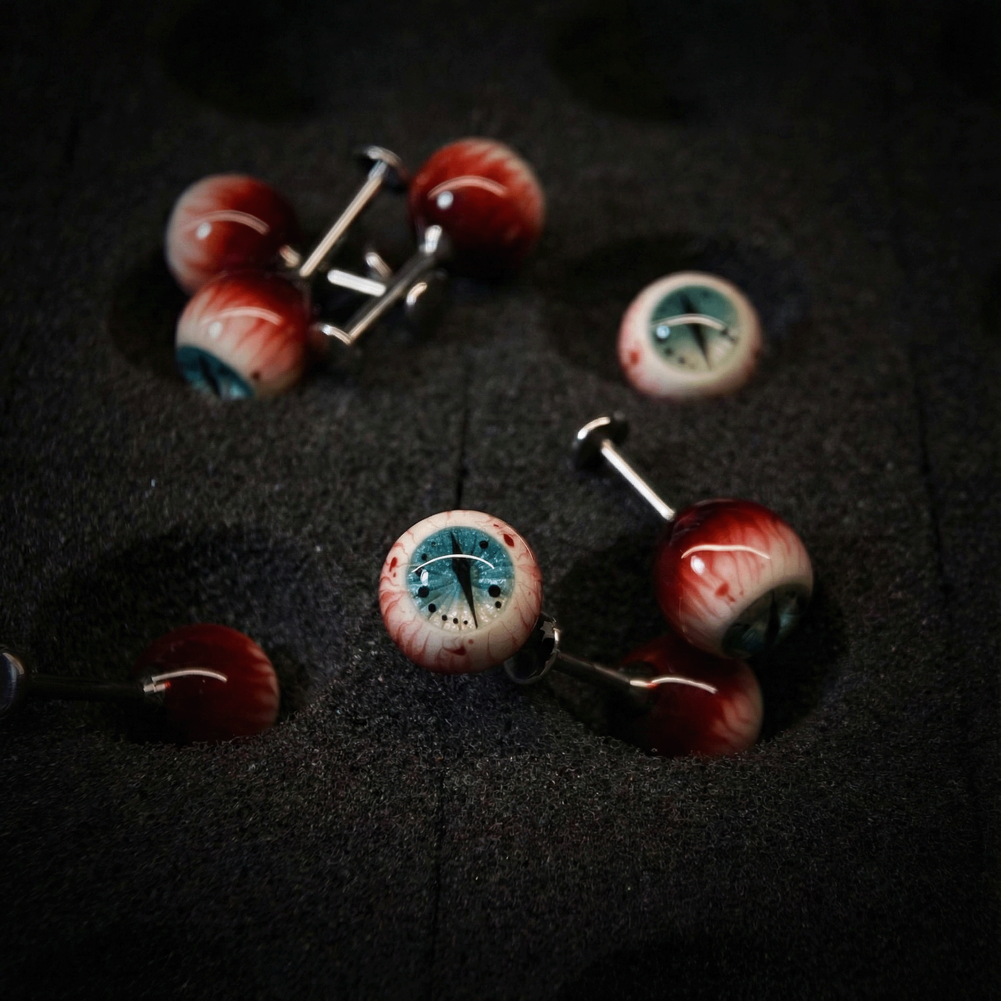 Cthulhu Eye - Midnight Feline Iris Eyeball | Ear/Tongue/Lip Titanium Studs