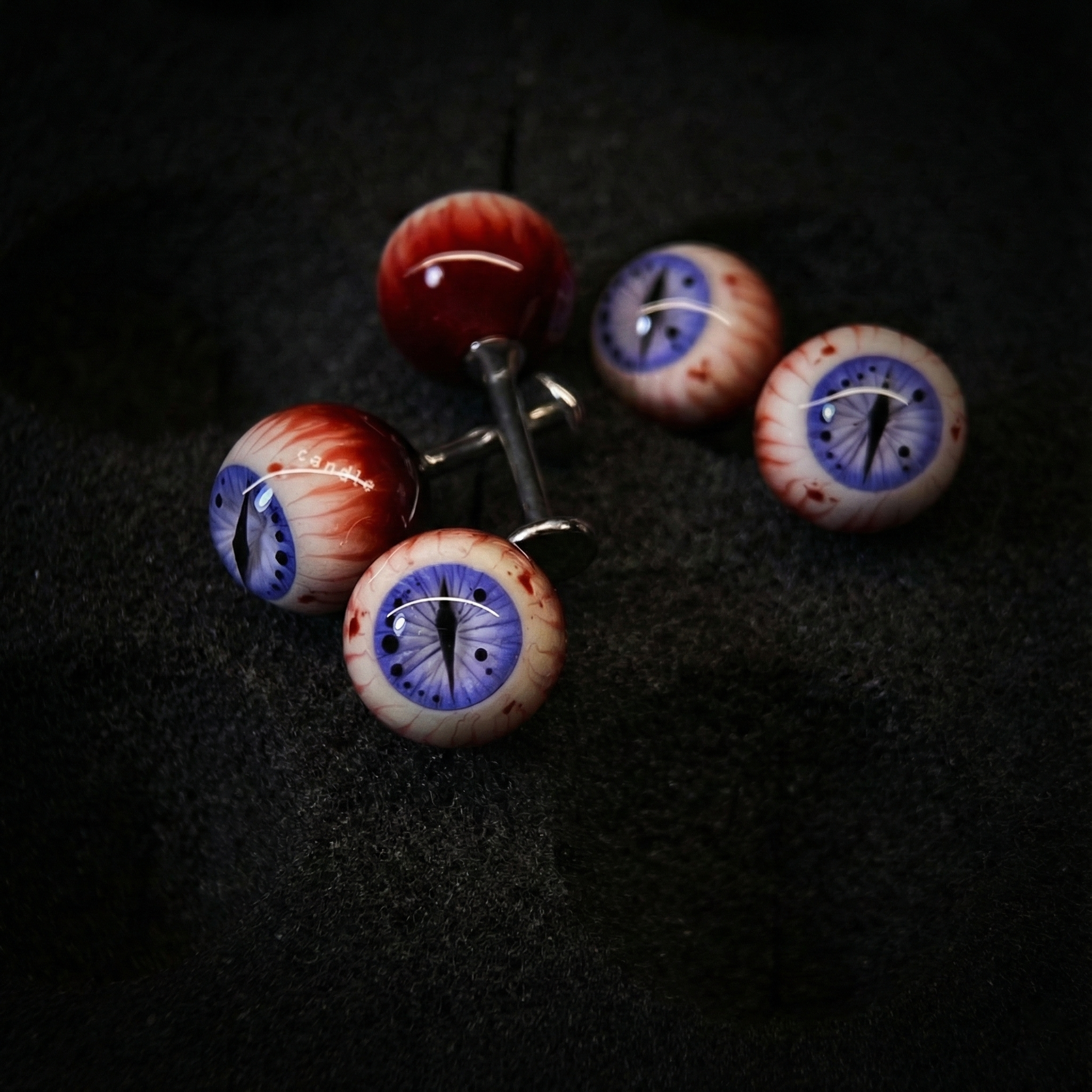 Cthulhu Eye - Midnight Feline Iris Eyeball | Ear/Tongue/Lip Titanium Studs
