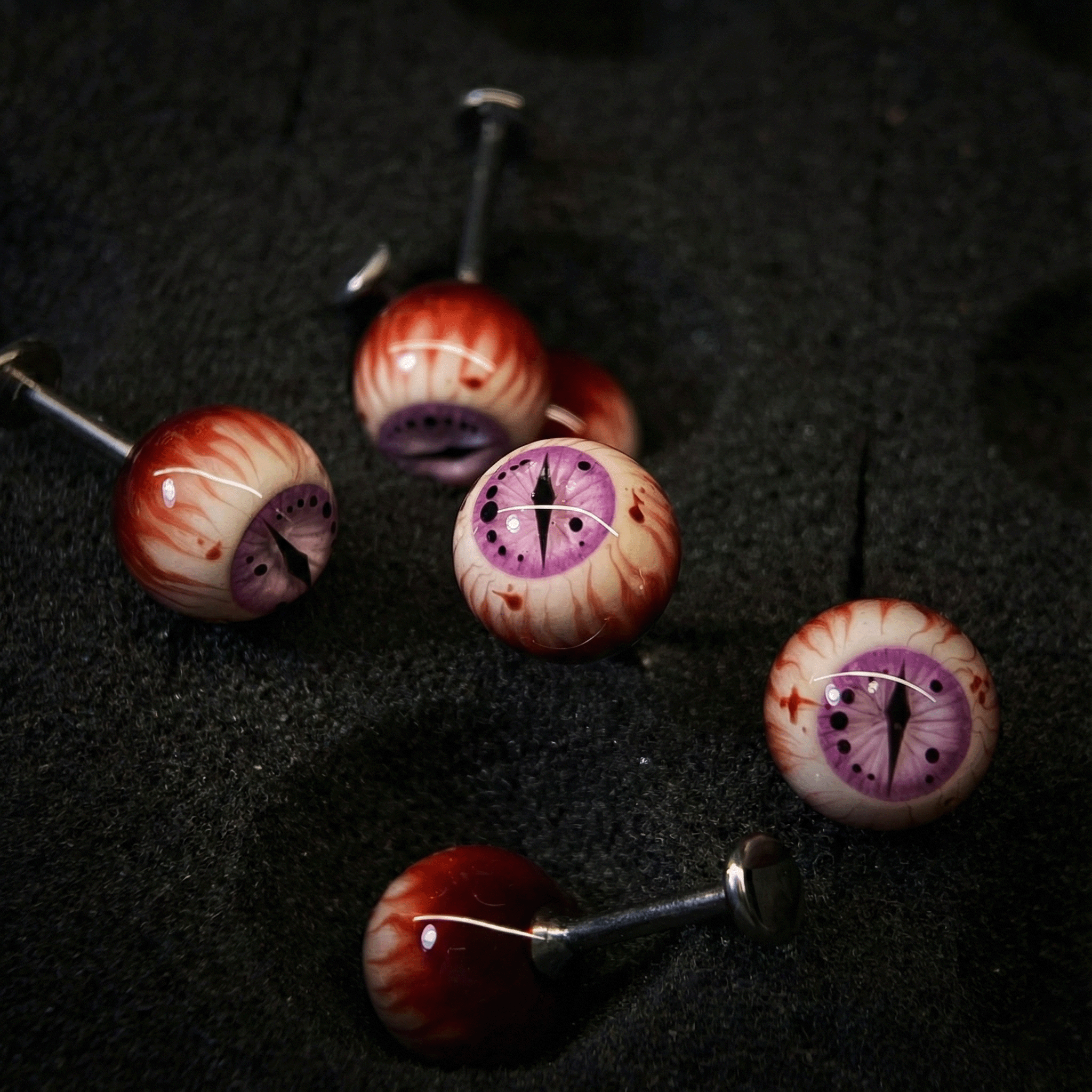 Cthulhu Eye - Midnight Feline Iris Eyeball | Ear/Tongue/Lip Titanium Studs