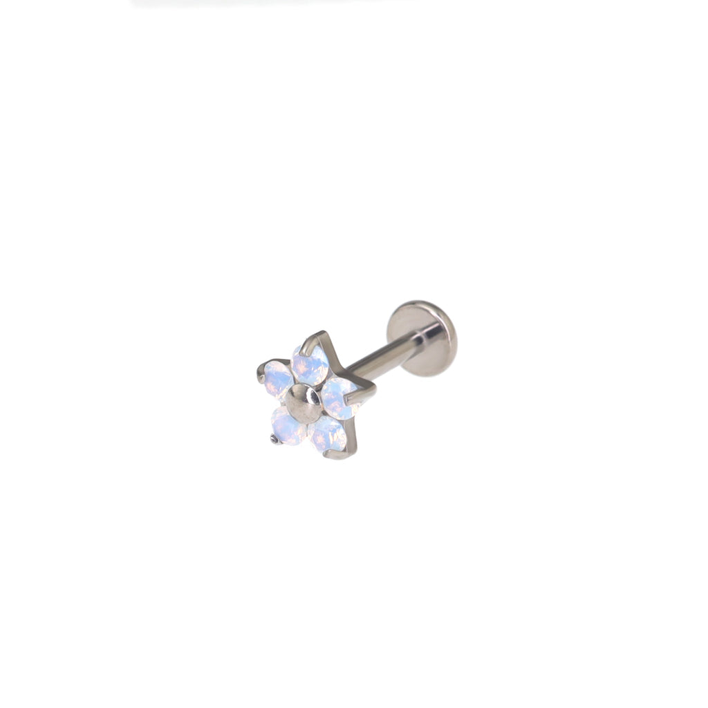 Opal Cherry Blossom Titanium Ear Studs - Opal Cherry Blossom Titanium Ear Studs - White / 6mm by CRUXJEWELRY