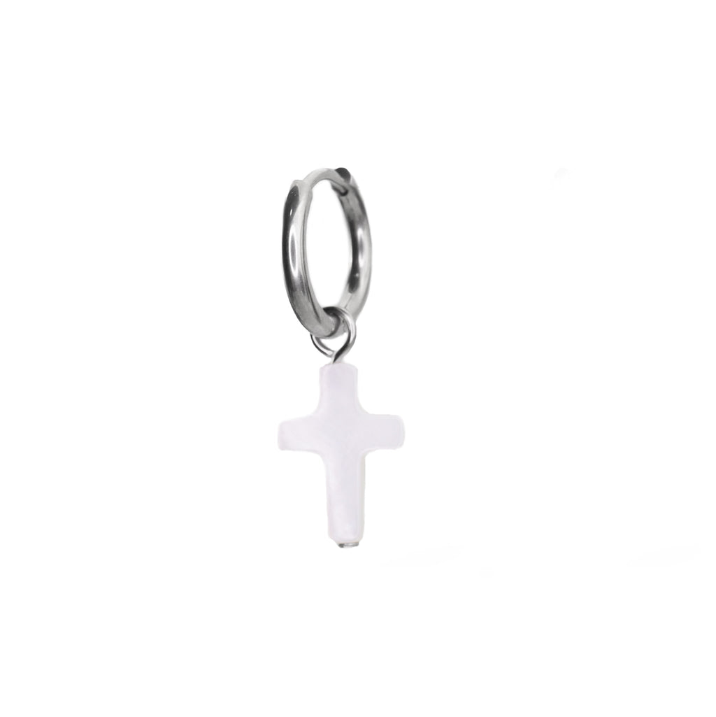 CRUX - MOP Cross Pendant stainless steel Earrings - CRUX - MOP Cross Pendant stainless steel Earrings - Single by CRUXJEWELRY