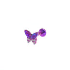 Opal Colorful Butterfly Titanium Lip Ring - Opal Colorful Butterfly Titanium Lip Ring - Purple / 6mm by CRUXJEWELRY