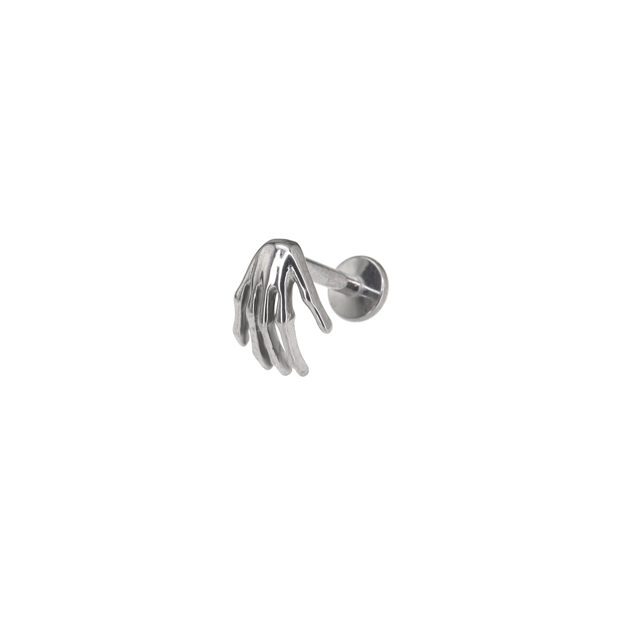 3D Skeleton Hand Internally Threaded Titanium Studs - 3D Skeleton Hand Internally Threaded Titanium Studs - Sliver / 6mm by CRUXJEWELRY