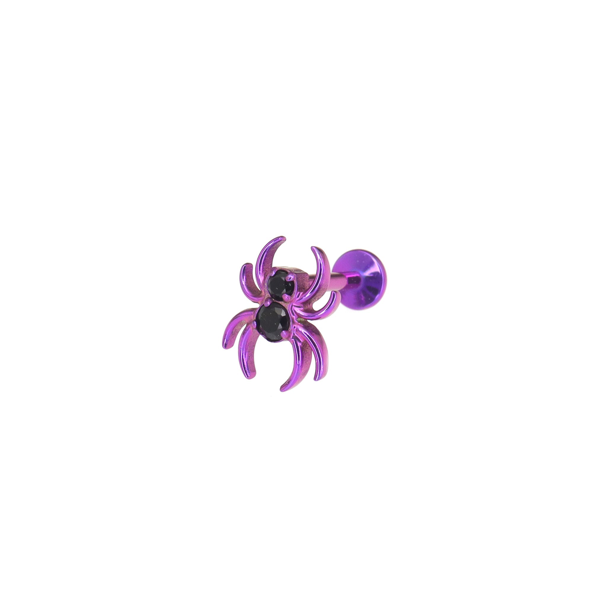 Colorful Spider Internally Threaded Titanium Ear Studs - Colorful Spider Internally Threaded Titanium Ear Studs - Purple / 6mm by CRUXJEWELRY