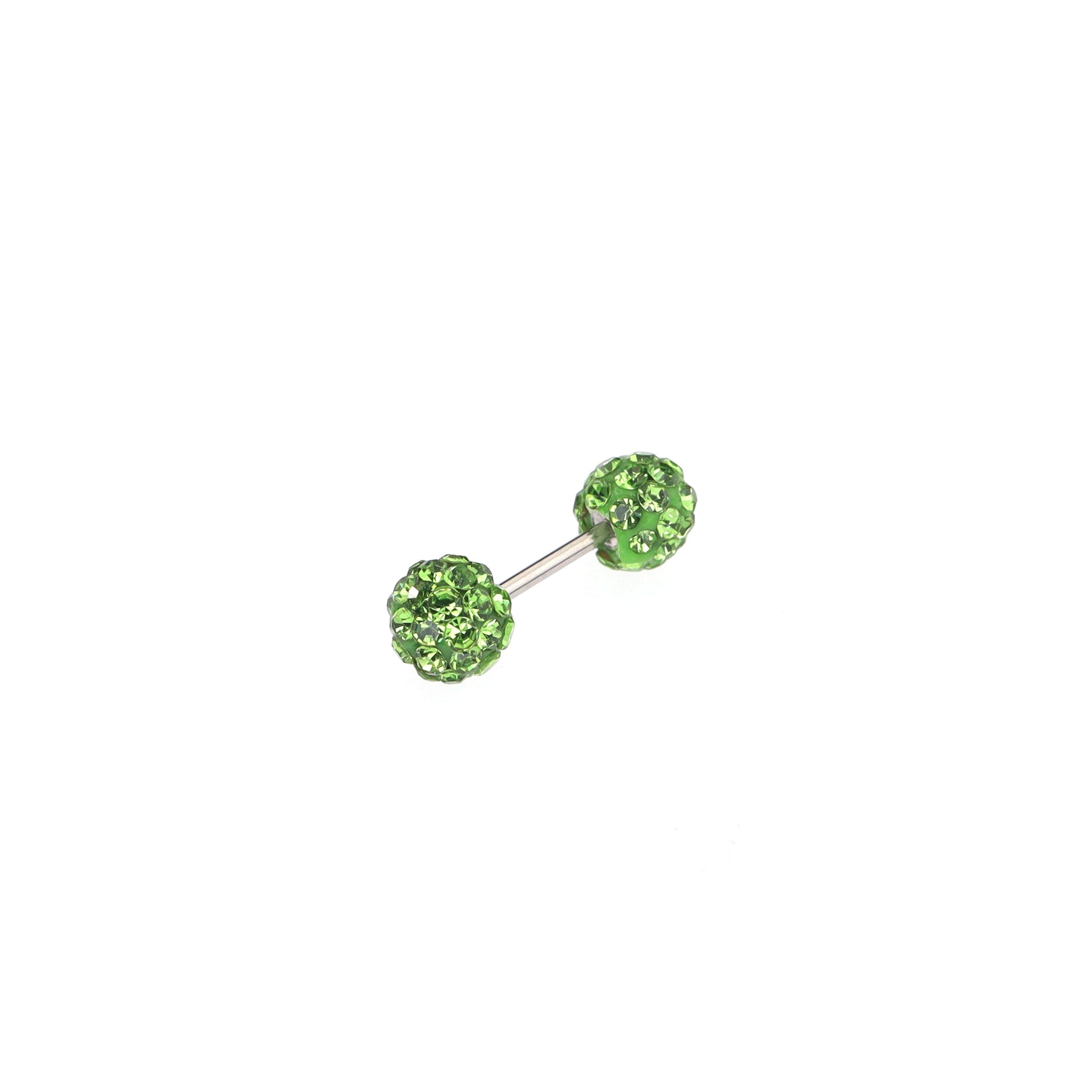 Iridescent Double Full-CZ Ball Stainless Steel Ear Barbell - Iridescent Double Full-CZ Ball Stainless Steel Ear Barbell - Neon Green / Single / 4mm by CRUXJEWELRY