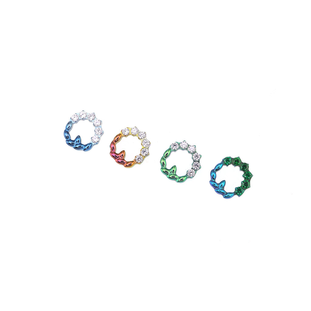 Floral Halo CZ Titanium Ear Studs - Floral Halo CZ Titanium Ear Studs - Pink-Yellow Gradient / 6mm by CRUXJEWELRY