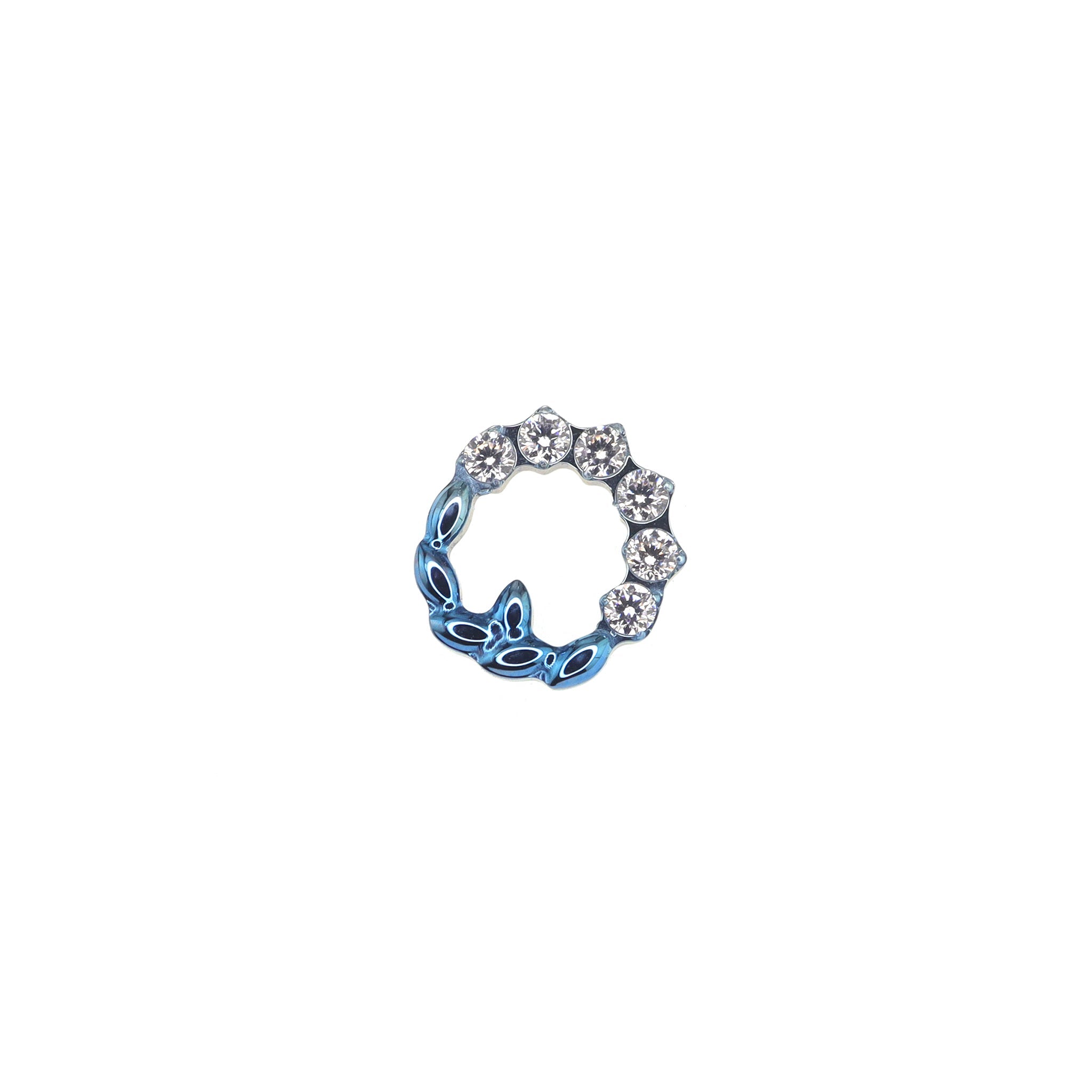 Floral Halo CZ Titanium Ear Studs - Floral Halo CZ Titanium Ear Studs - Blue-White Gradient / 6mm by CRUXJEWELRY