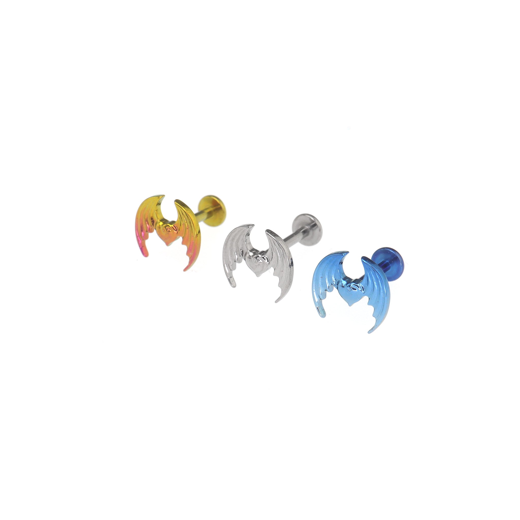 Colorful Succubus Heart Titanium Ear Studs - Colorful Succubus Heart Titanium Ear Studs - Pink-Yellow Gradient / 6mm by CRUXJEWELRY