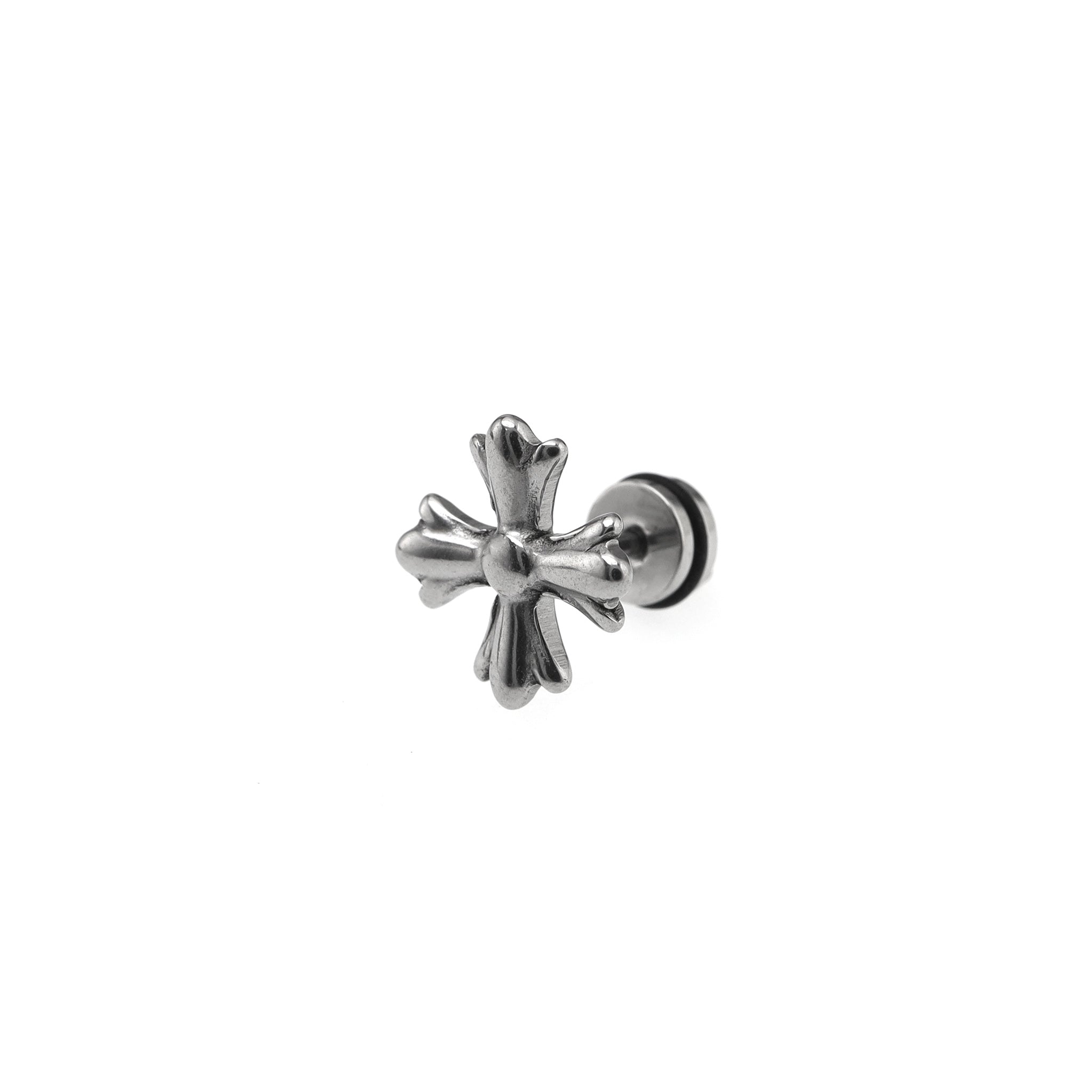Cross Externally Threaded Stainless Steel Ear Studs - Cross Externally Threaded Stainless Steel Ear Studs - Single by CRUXJEWELRY