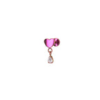Heart Pendant Teardrop CZ Titanium Ear Studs - Heart Pendant Teardrop CZ Titanium Ear Studs - Pink / 6mm by CRUXJEWELRY