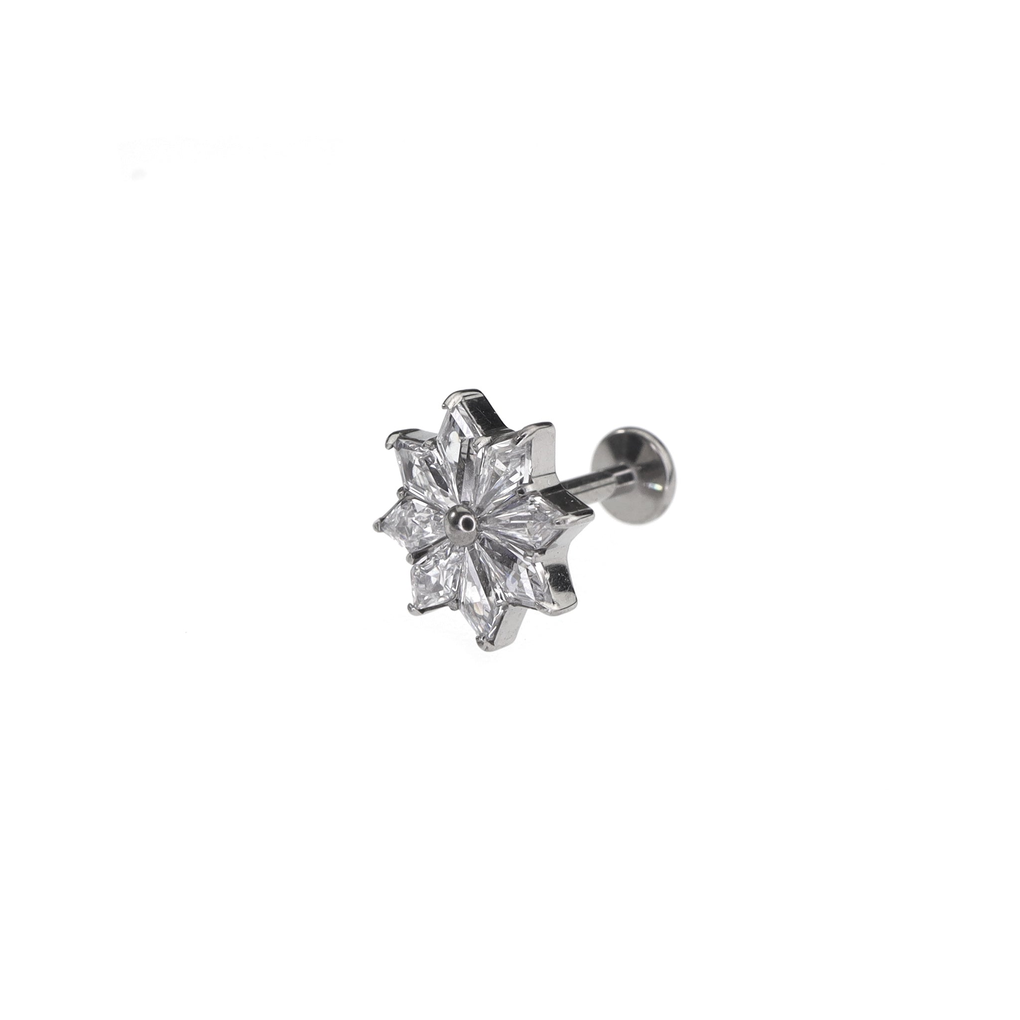 Snowflake CZ Titanium Internally Threaded Ear Studs - Snowflake CZ Titanium Internally Threaded Ear Studs - Sliver / 6mm by CRUXJEWELRY