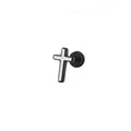 Black & White Oil Slick Cross Externally Threaded Stainless Steel Ear Studs - Black & White Oil Slick Cross Externally Threaded Stainless Steel Ear Studs - White by CRUXJEWELRY