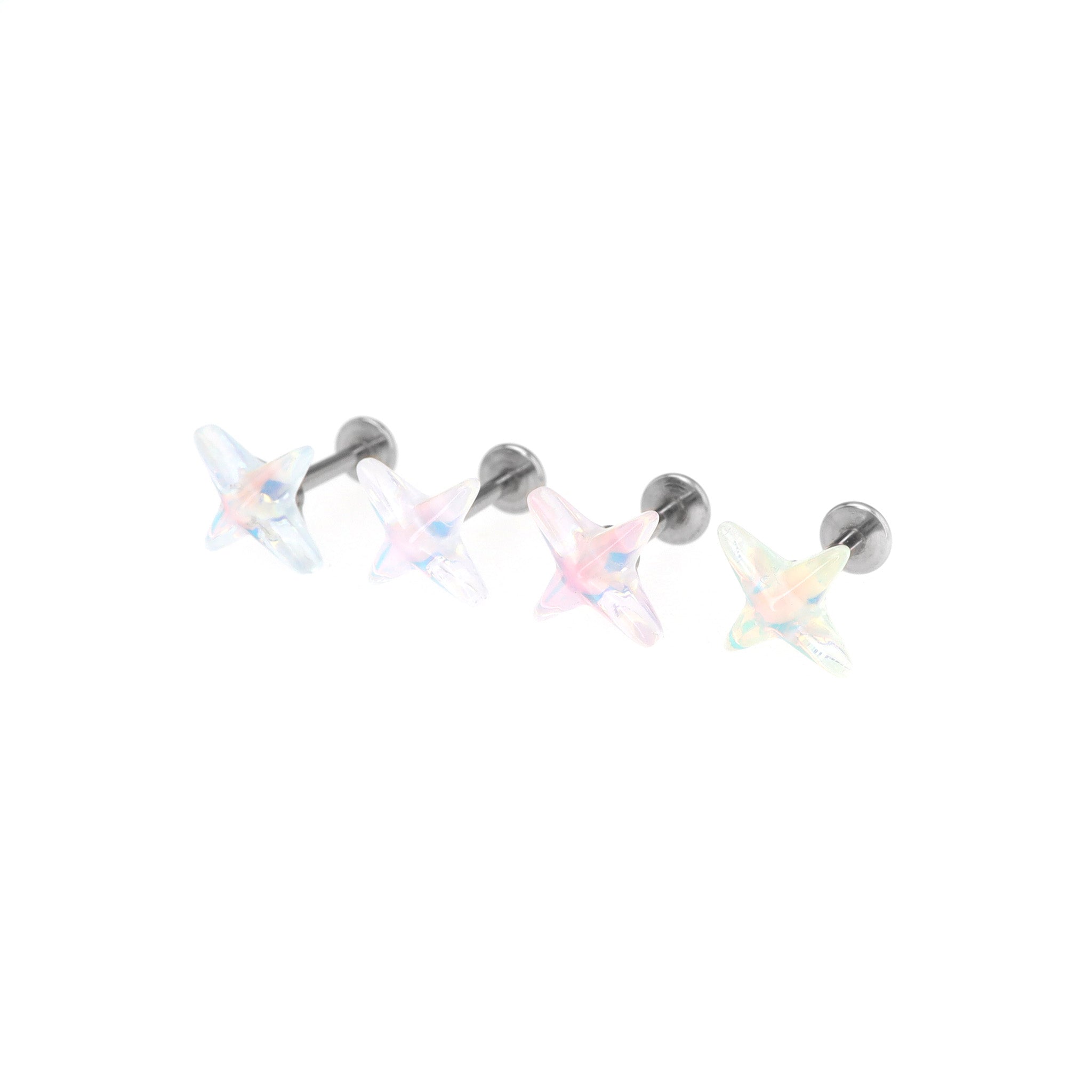 Resin Semi-Transparent Four-Point Star Stainless Steel Ear Studs - Resin Semi-Transparent Four-Point Star Stainless Steel Ear Studs - white-jade / 6mm by CRUXJEWELRY
