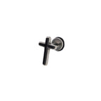 Black & White Oil Slick Cross Externally Threaded Stainless Steel Ear Studs - Black & White Oil Slick Cross Externally Threaded Stainless Steel Ear Studs - Black by CRUXJEWELRY