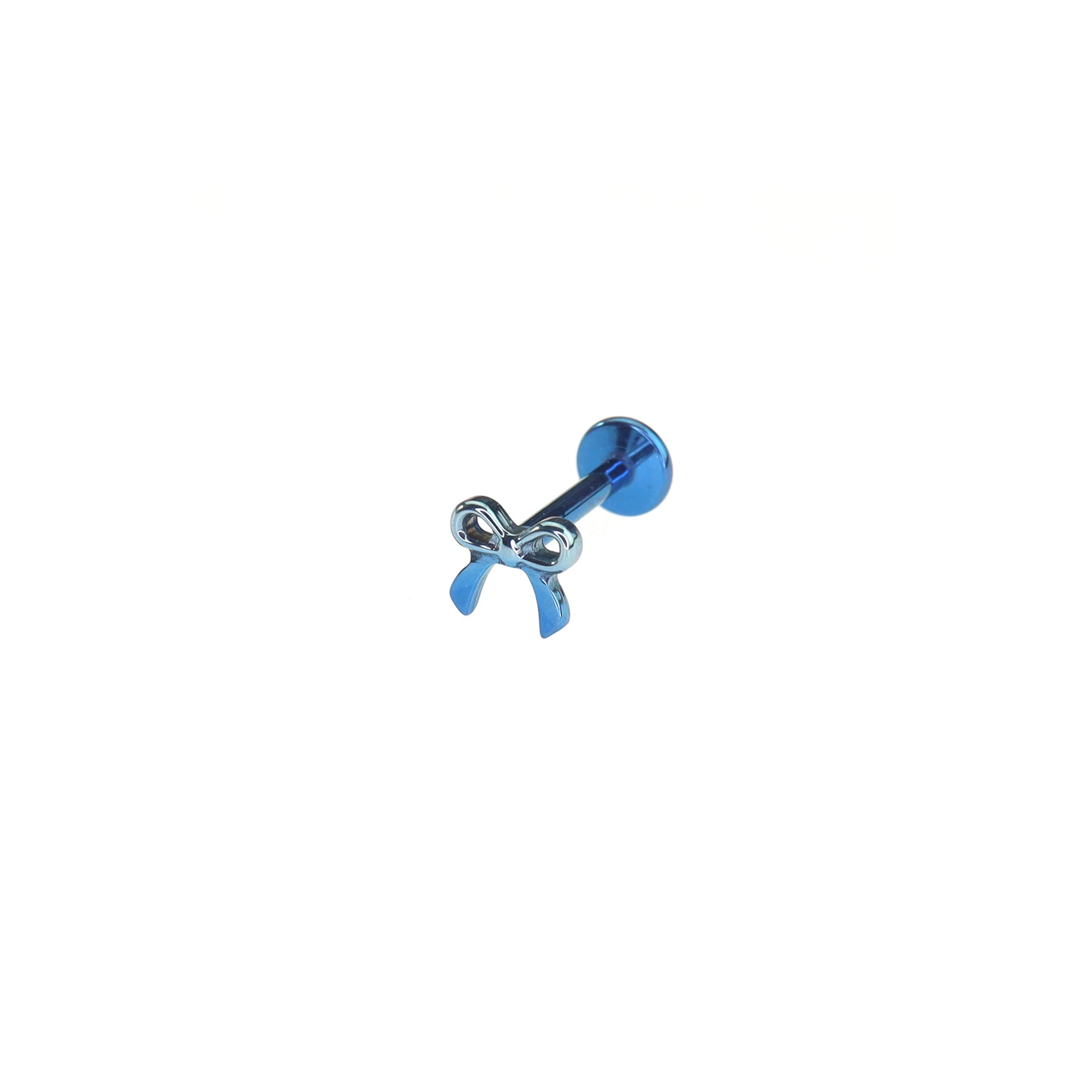 Mini Openwork Bow Titanium Ear Studs - Mini Openwork Bow Titanium Ear Studs - Blue-White Gradient / 6mm by CRUXJEWELRY