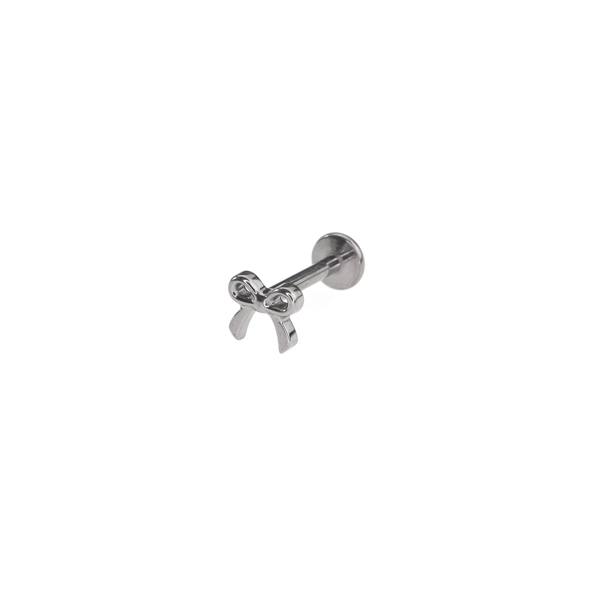 Mini Openwork Bow Titanium Ear Studs - Mini Openwork Bow Titanium Ear Studs - Sliver / 6mm by CRUXJEWELRY