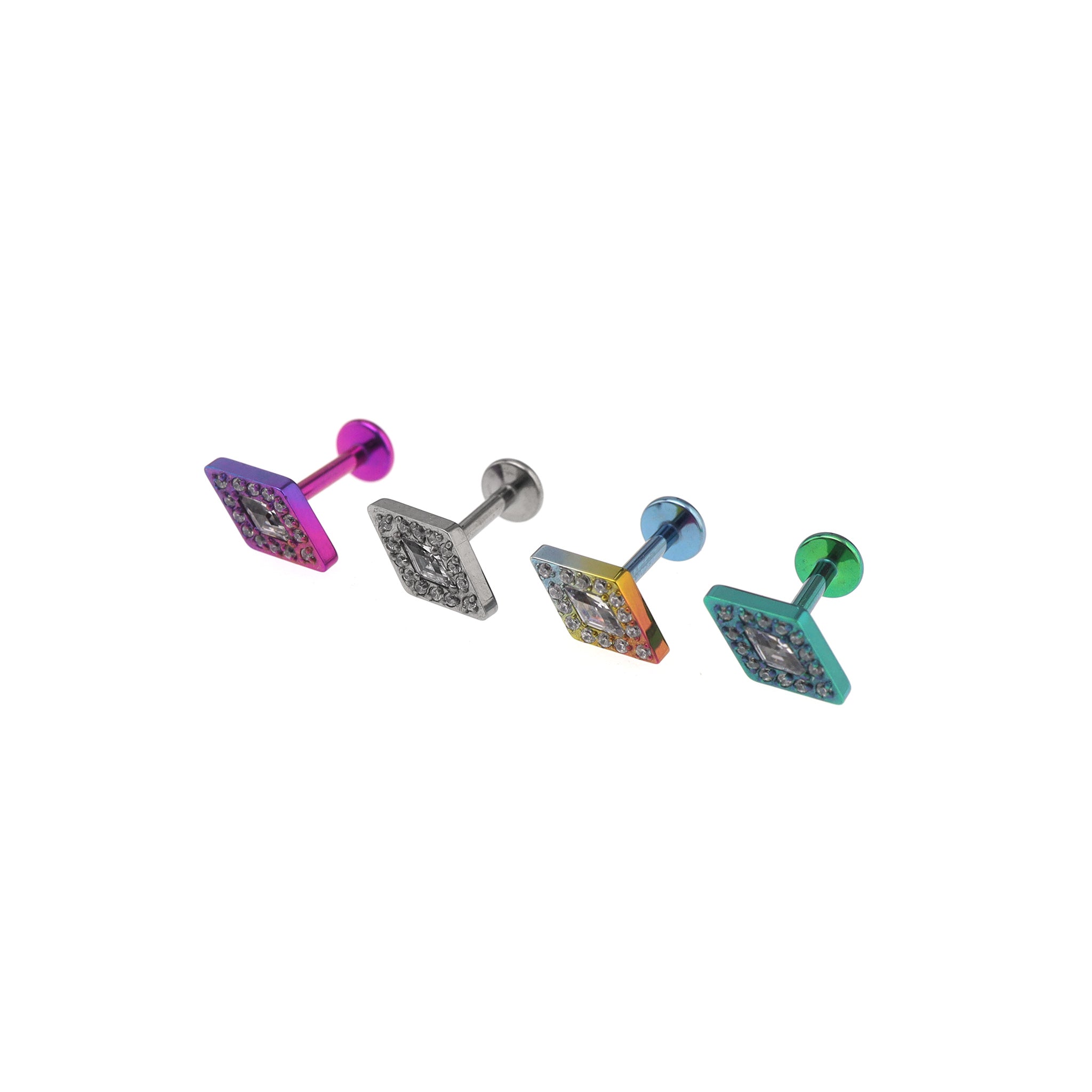 Rhombic Zirconia Internally Threaded Titanium Studs - Rhombic Zirconia Internally Threaded Titanium Studs - Sliver / 6mm by CRUXJEWELRY