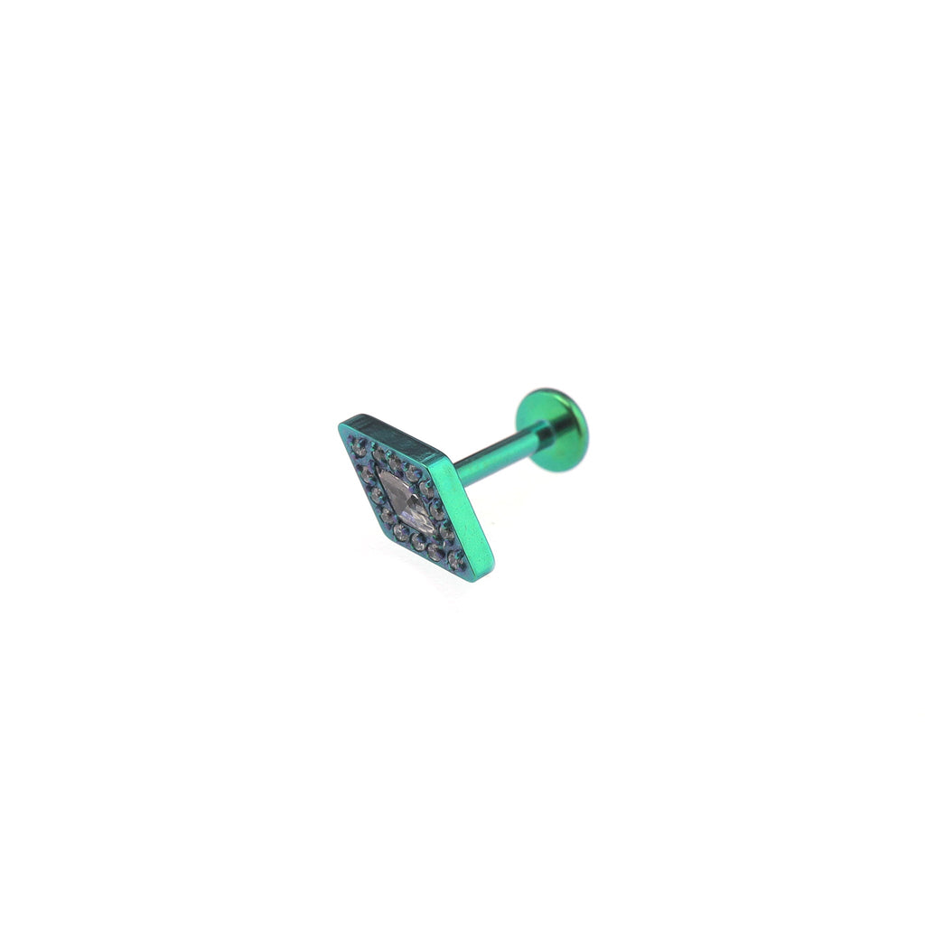 Rhombic Zirconia Internally Threaded Titanium Studs - Rhombic Zirconia Internally Threaded Titanium Studs - Green / 6mm by CRUXJEWELRY