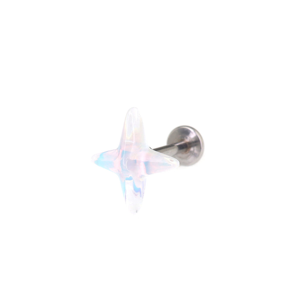 Resin Semi-Transparent Four-Point Star Stainless Steel Ear Studs - Resin Semi-Transparent Four-Point Star Stainless Steel Ear Studs - blue-36-v / 6mm by CRUXJEWELRY