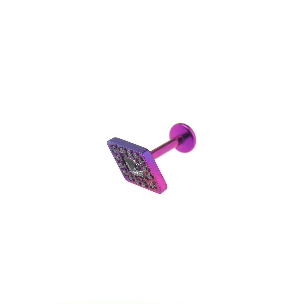 Rhombic Zirconia Internally Threaded Titanium Studs - Rhombic Zirconia Internally Threaded Titanium Studs - Purple Gradient / 6mm by CRUXJEWELRY