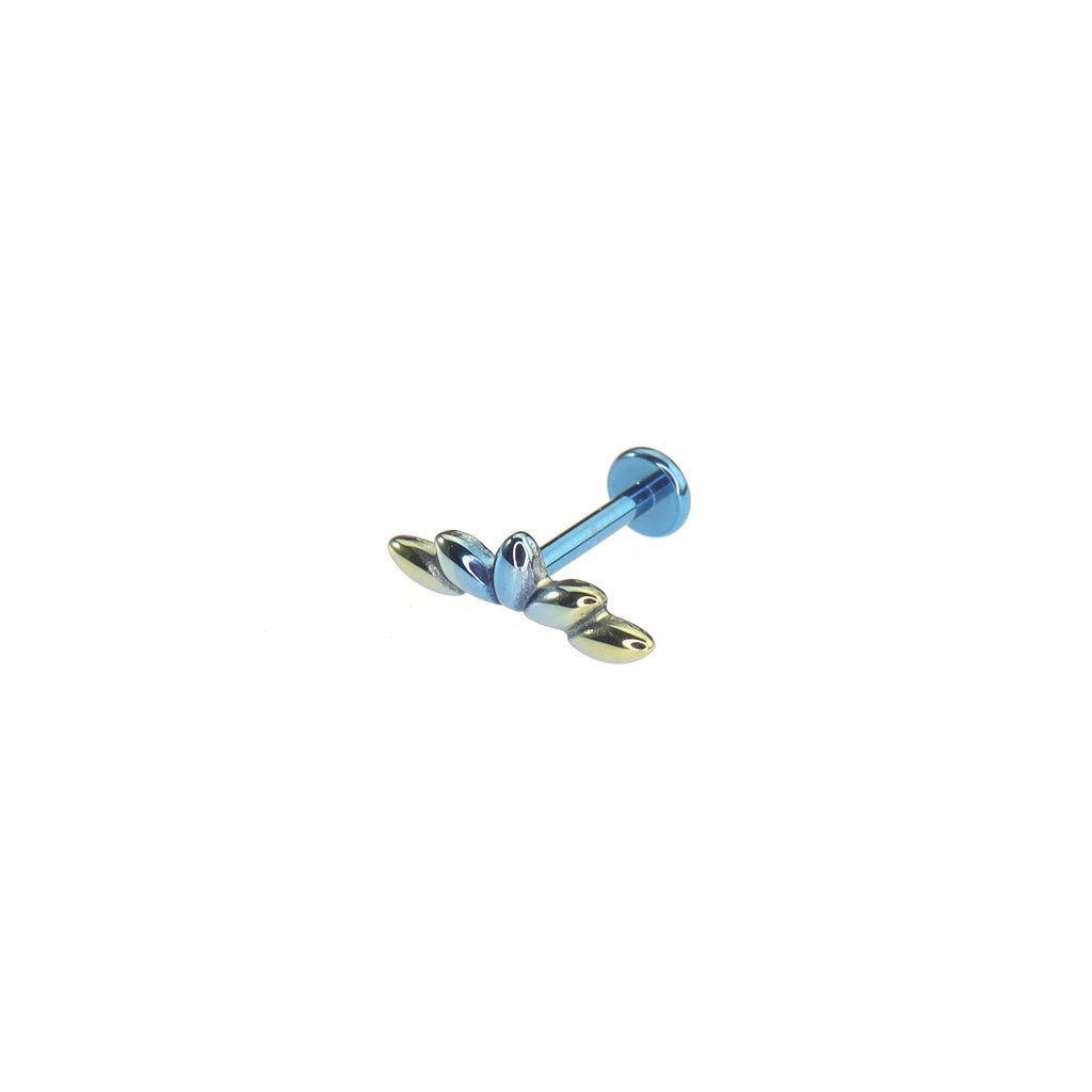 Petal & Leaf Internally Threaded Titanium Ear Studs - Petal & Leaf Internally Threaded Titanium Ear Studs - Blue-Yellow Gradient / 6mm by CRUXJEWELRY