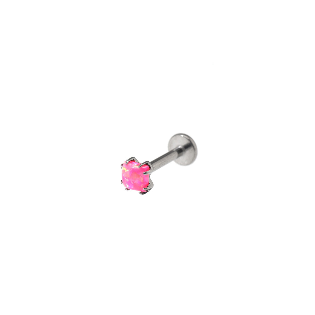 Square CZ Titanium Internally Threaded Labret Stud - Square CZ Titanium Internally Threaded Labret Stud - Pink / 6mm by CRUXJEWELRY