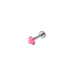 Square CZ Titanium Internally Threaded Labret Stud - Square CZ Titanium Internally Threaded Labret Stud - Pink / 6mm by CRUXJEWELRY