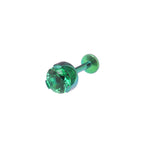 Wave Bezel-Set CZ Titanium Ear Studs - Wave Bezel-Set CZ Titanium Ear Studs - Green / 4mm / 6mm by CRUXJEWELRY
