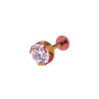 Wave Bezel-Set CZ Titanium Ear Studs - Wave Bezel-Set CZ Titanium Ear Studs - Pink / 4mm / 6mm by CRUXJEWELRY