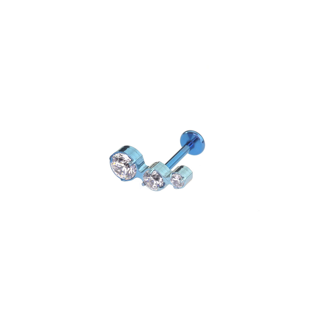 Gradient Triple CZ Circle Titanium Ear Studs - Gradient Triple CZ Circle Titanium Ear Studs - Blue / 6mm by CRUXJEWELRY