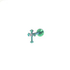 Mini Crystal Cross Titanium Ear Studs - Mini Crystal Cross Titanium Ear Studs - Green / 6mm by CRUXJEWELRY