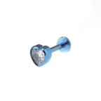 Bezel Heart CZ Titanium Ear Studs - Bezel Heart CZ Titanium Ear Studs - Blue / 6mm by CRUXJEWELRY