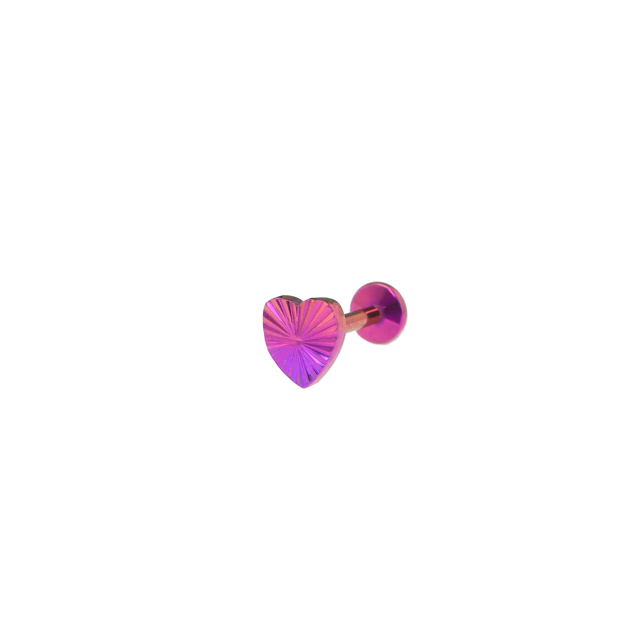 Engraved Vivid Linework Heart Titanium Lip Ring - Engraved Vivid Linework Heart Titanium Lip Ring - Pink-Purple Gradient / 6mm by CRUXJEWELRY